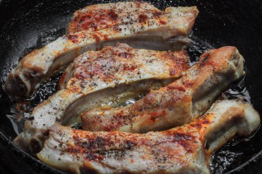 Appetizing pork ribs. The best beer snack.