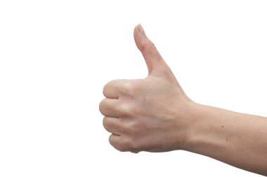 Female hand on white background shows like