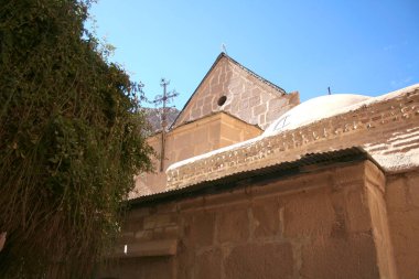 Saint Catherine's Monastery. Sacred Monastery of the God-Trodden Mount Sinai. Bell tower at Saint Catherine's Monastery. The monastery is one of the oldest working Christian monasteries in the world.