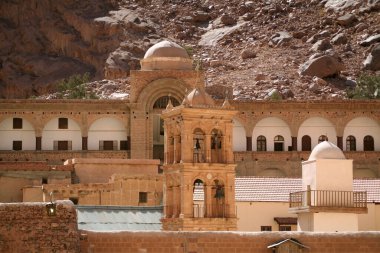 Saint Catherine's Monastery. Sacred Monastery of the God-Trodden Mount Sinai. Bell tower at Saint Catherine's Monastery. The monastery is one of the oldest working Christian monasteries in the world.