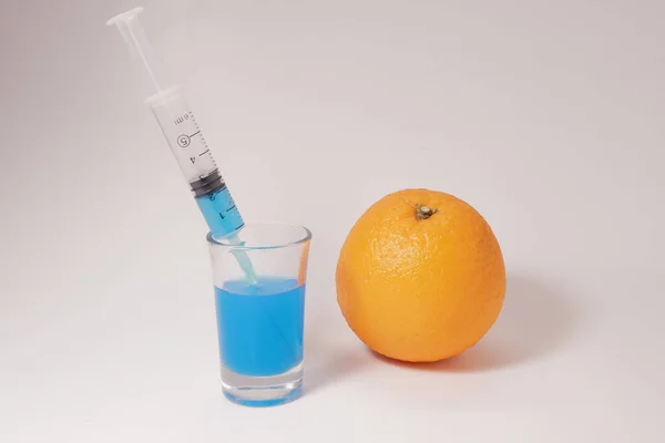 Солодкий Апельсин Лабораторні Тести Єкція Токсину Апельсин — стокове фото