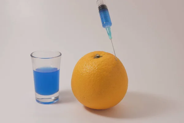 Sweet Orange Laboratory Tests Injection Toxin Orange — Stok fotoğraf