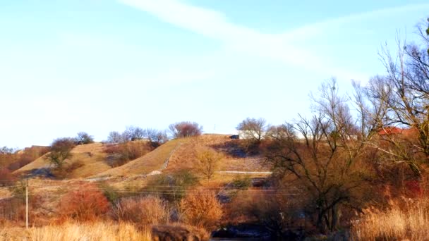 First Frosts River Starts Ice Winter River Rural Landscape Cold — Stok video