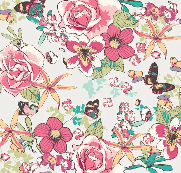 Vintage Blume Muster Vektor Hintergrund — Stockvektor