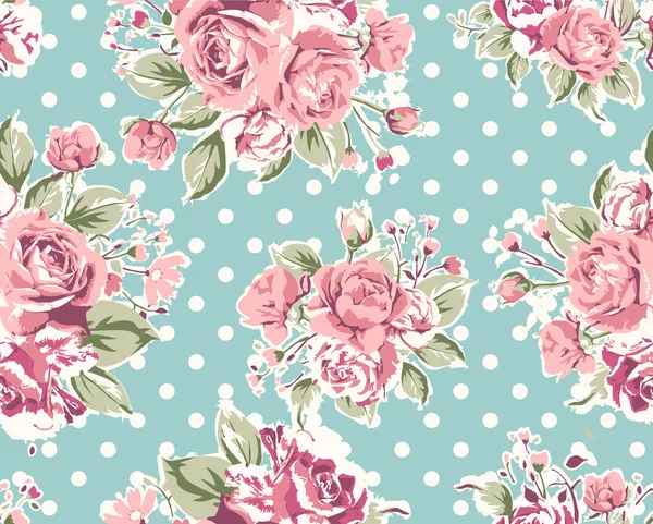 Papel de parede sem costura vintage rosa flor padrão no fundo marrom — Vetor de Stock