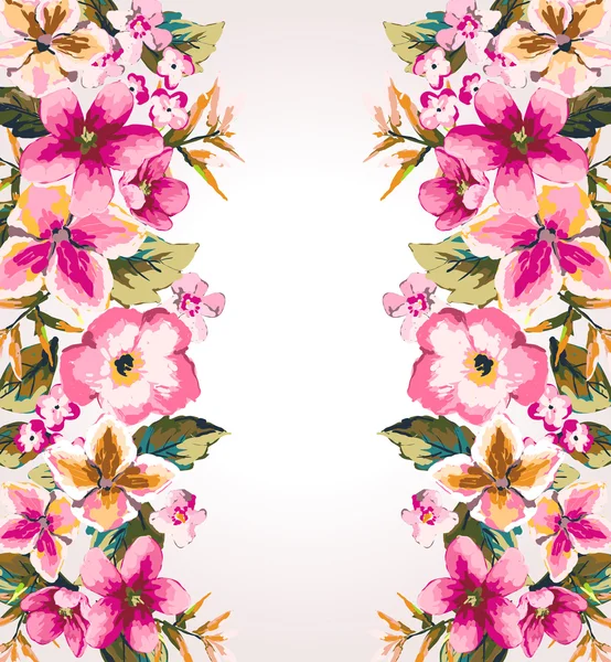 Tropik yaz çiçeği, ayna efekti vektör şablonu arka planı