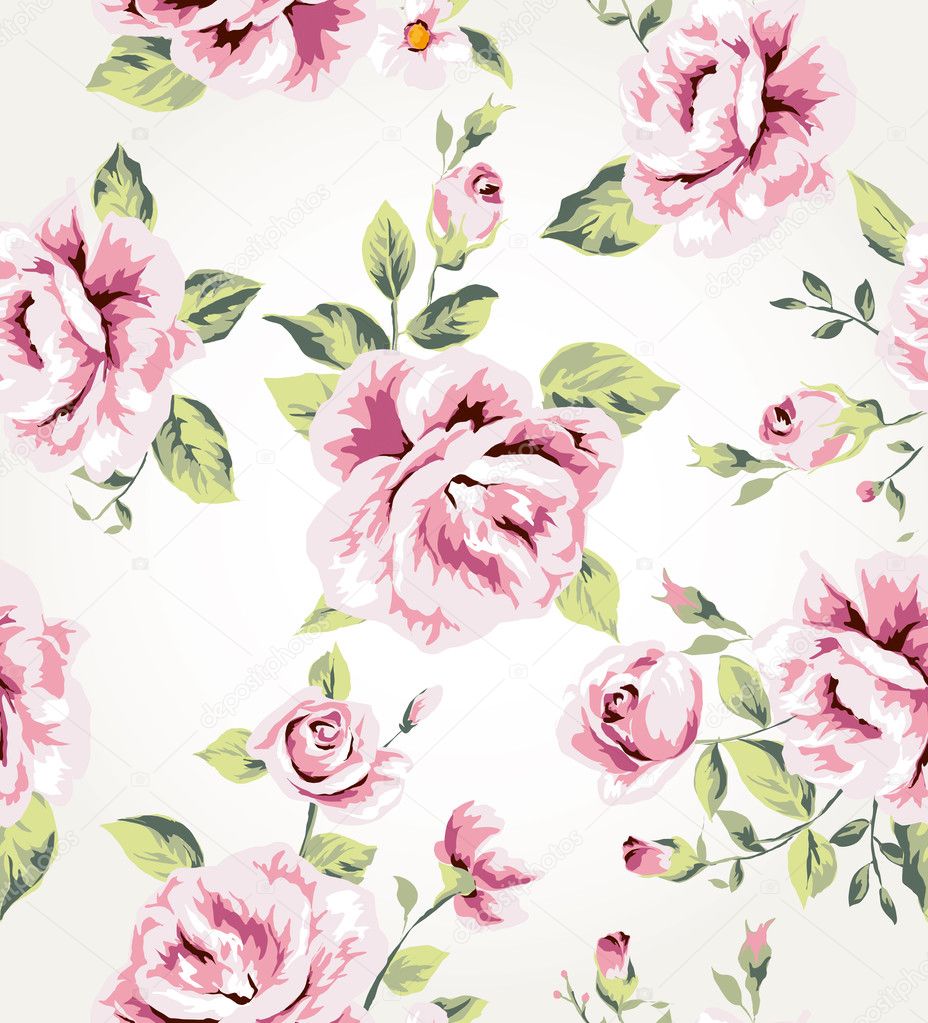 seamless vintage flower pattern vector background