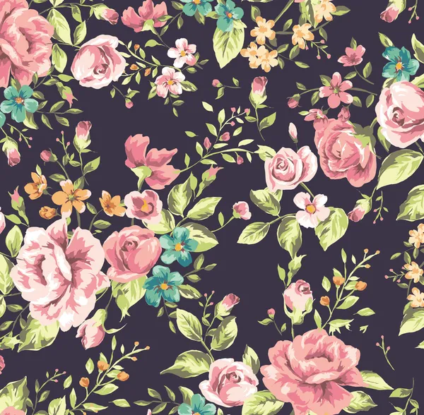 Fondo de pantalla clásico patrón de flores vintage fondo — Archivo Imágenes Vectoriales