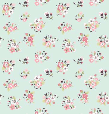 Dikişsiz minik sevimli çiçek desen arka plan
