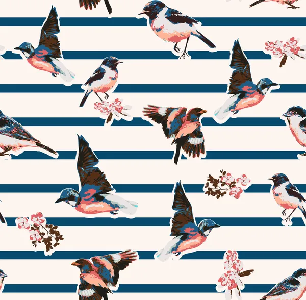 çiçek Şerit arka planda kesintisiz kuşlar