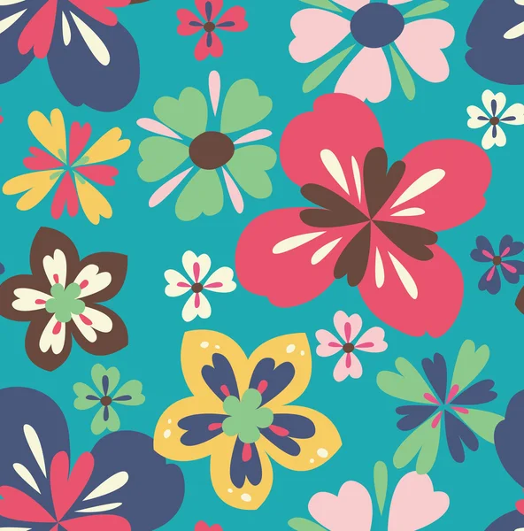 シームレスな花の背景ベクトル パターン — ストックベクタ