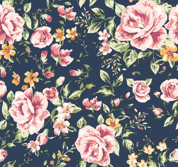 Fondo de pantalla clásico sin costuras flores vintage patrón de fondo — Vector de stock