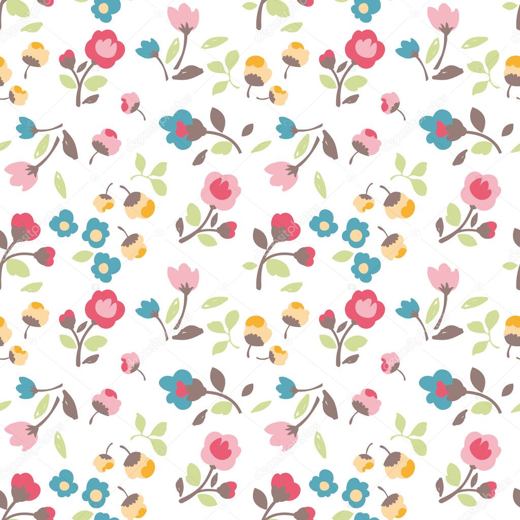 Seamless spring summer tiny flower vector pattern background