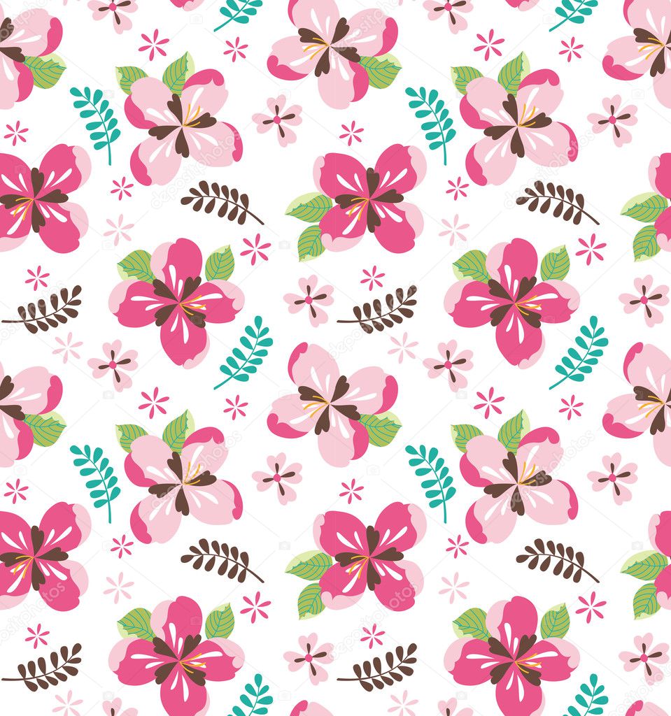 Seamless retro flower vector pattern background
