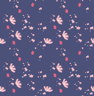 koyu mavi zemin üzerine Dikişsiz minik çiçek