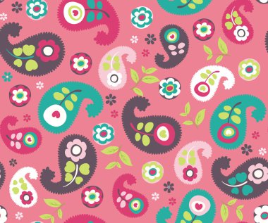 kırmızı zemin üzerine Dikişsiz retro çiçek deseni