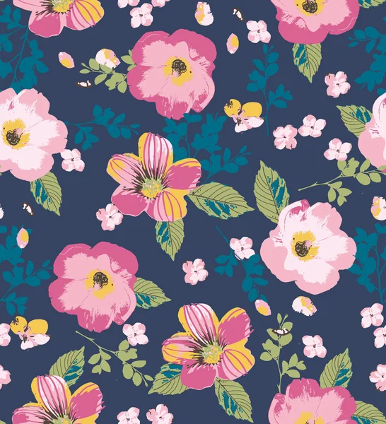Summertime floral seamless pattern — Stock Vector