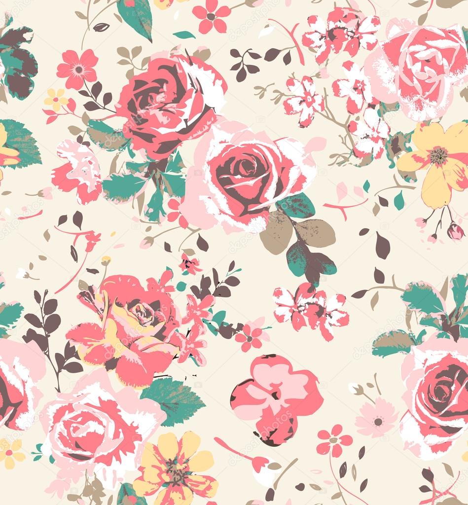 Seamless wallpaper vintage rose pattern background