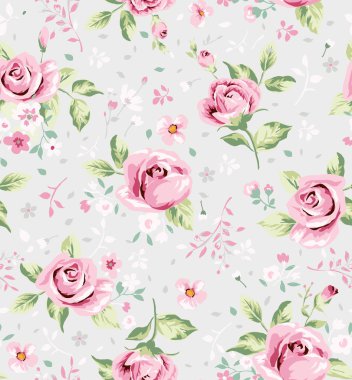 Gri arka plan üzerinde sorunsuz şirin vintage küçük çiçek deseni