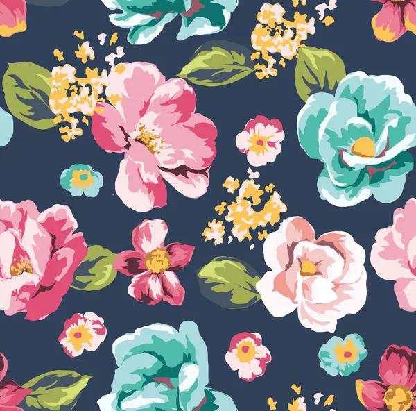 Nokta arka plan üzerinde sorunsuz tropikal vintage çiçek vektör şekli