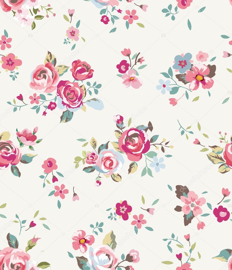 Tiny vintage cute flower vector pattern background