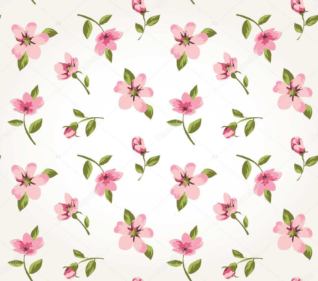 Seamless pink vintage flower pattern background vector