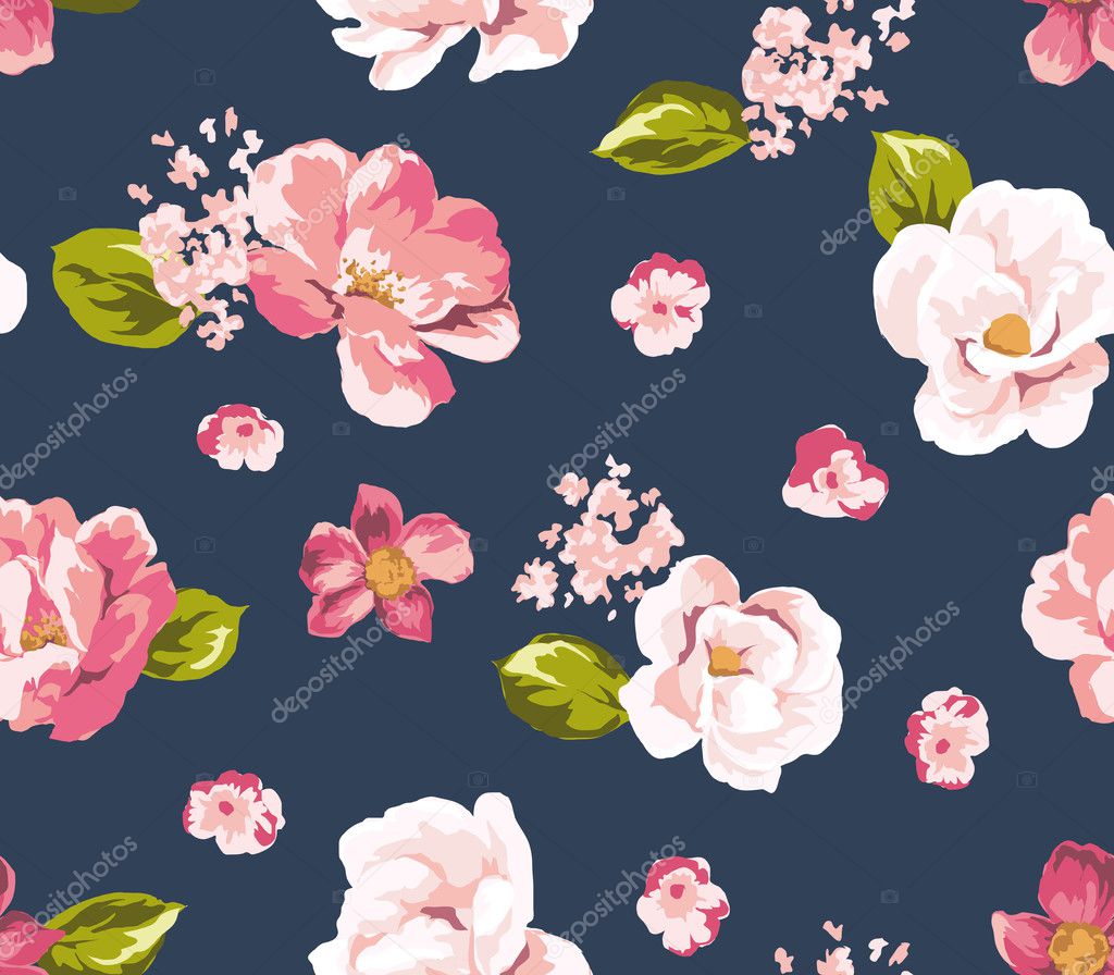 Seamless beautiful vintage flower pattern background