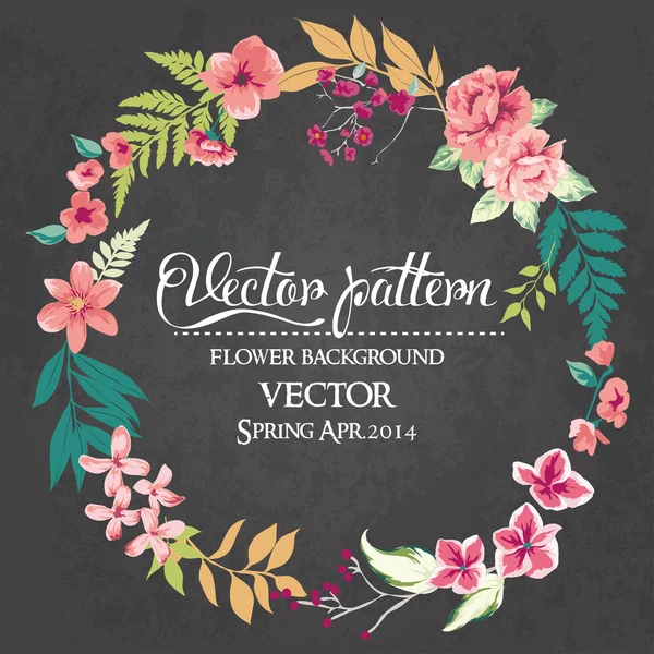 Conjunto de flores dispuestas un una forma del diseño del vector corona — Vector de stock