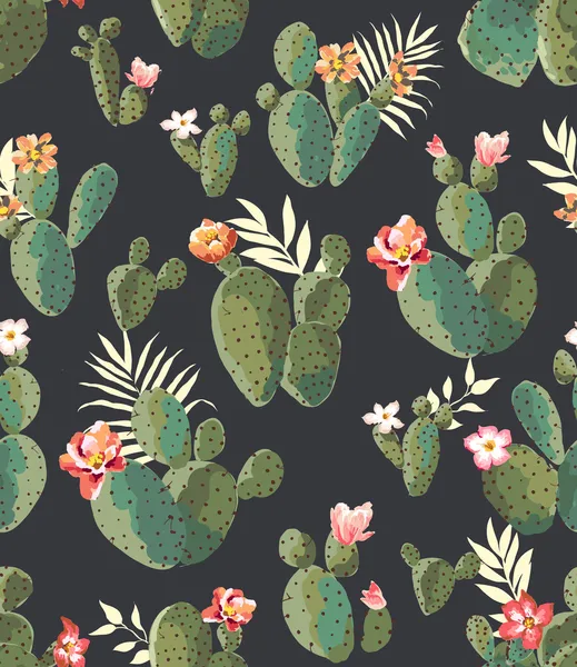 Dikişsiz sevimli kaktüs baskı desen arka plan
