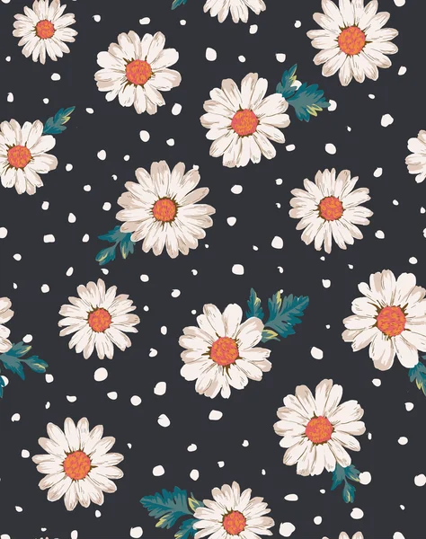 Fleur sans couture, fond motif imprimé marguerite — Image vectorielle