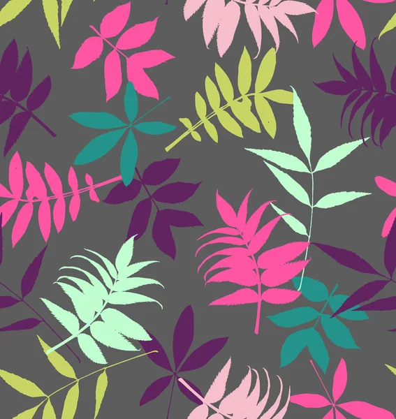シームレスな熱帯の葉ベクター背景パターン — ストックベクタ