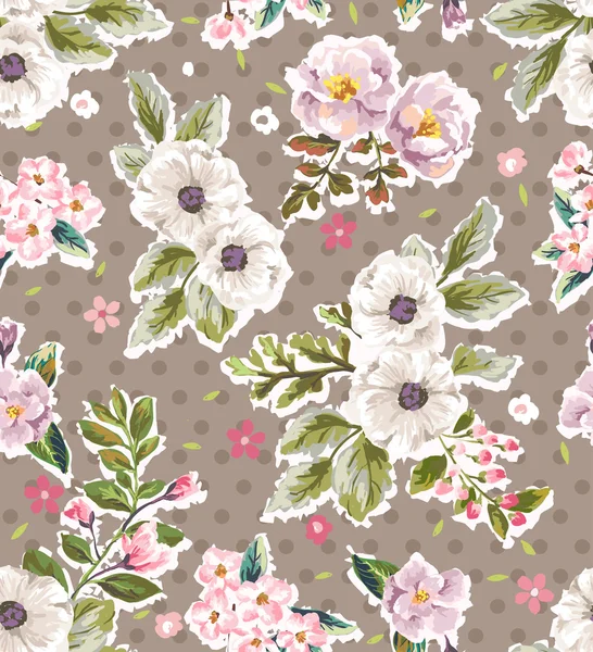 Fond de motif vectoriel fleur romantique vintage sans couture — Image vectorielle