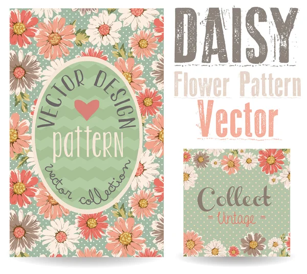 Cartão de saudação daisy print vector design — Vetor de Stock