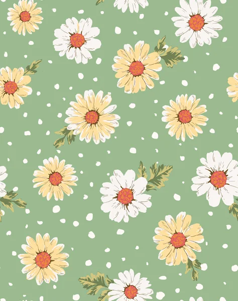 kesintisiz çiçek papatya desen yeşil arka plan yazdırma