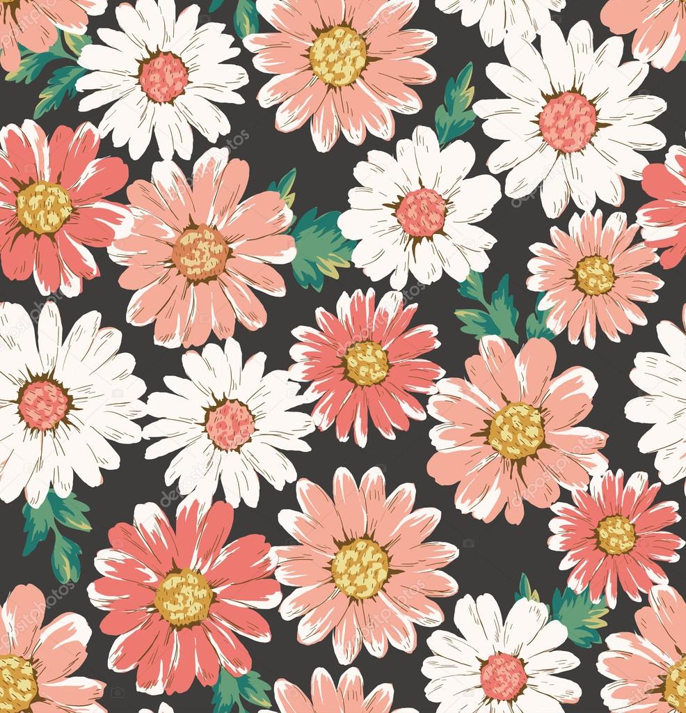 Seamless flower,daisy print pattern background