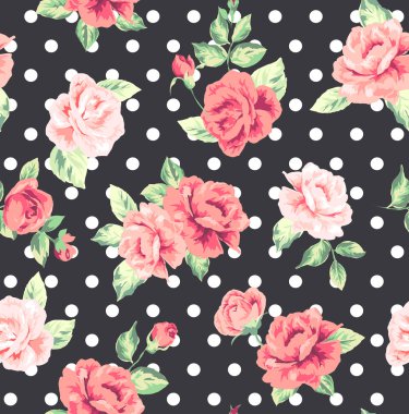 sorunsuz romanticflower, Bahar noktalar vektör desen arka plan ile çiçek