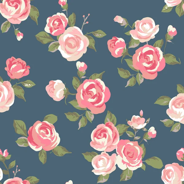 Flor romántica inconsútil, primavera floral con fondo de patrón de vectores de puntos — Vector de stock