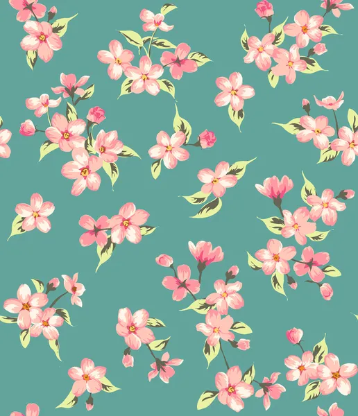 Seamless vintage flower branch pattern,blossom vector background — Stock Vector