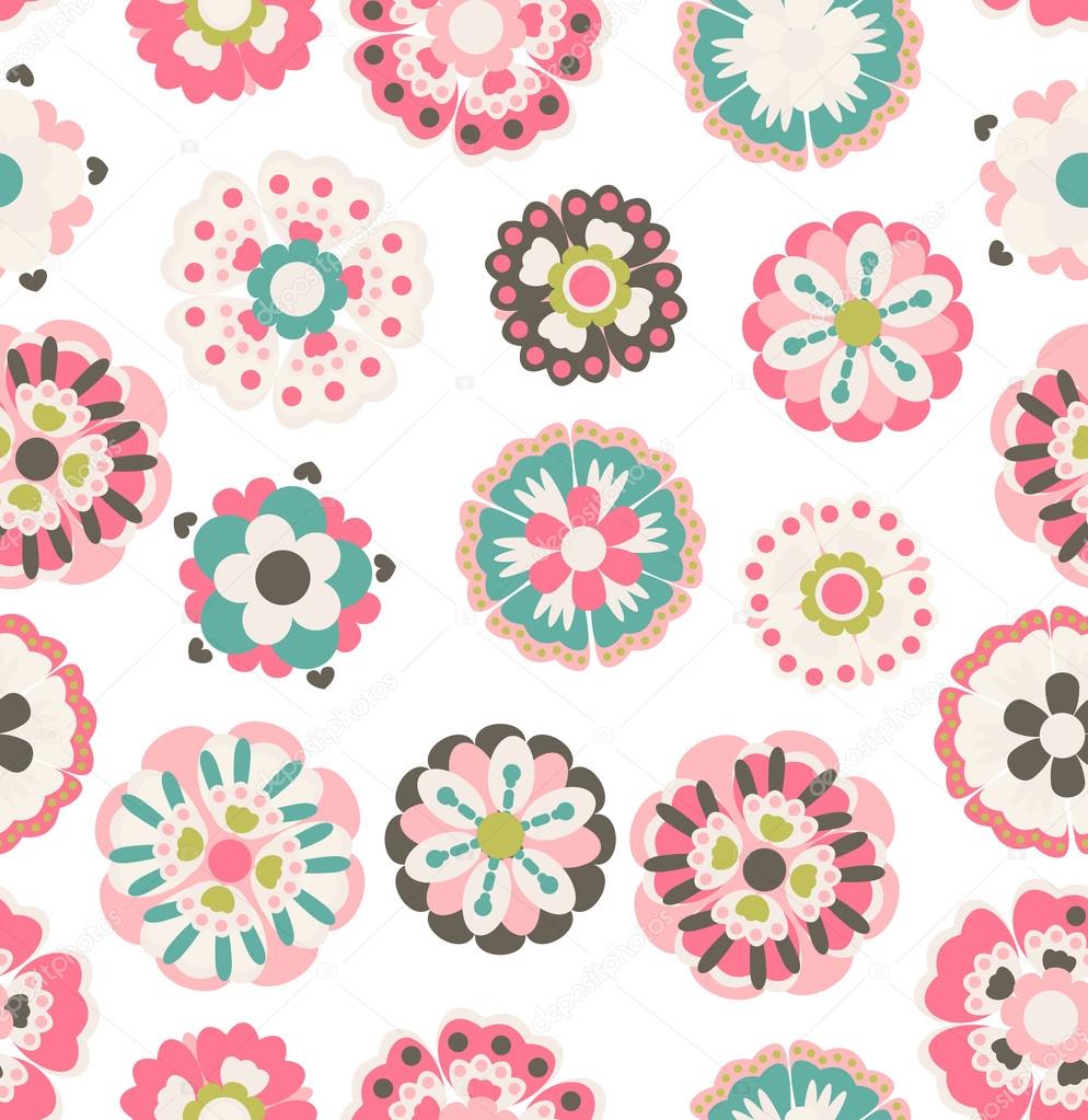 Abstract floral seamless pattern on brown background
