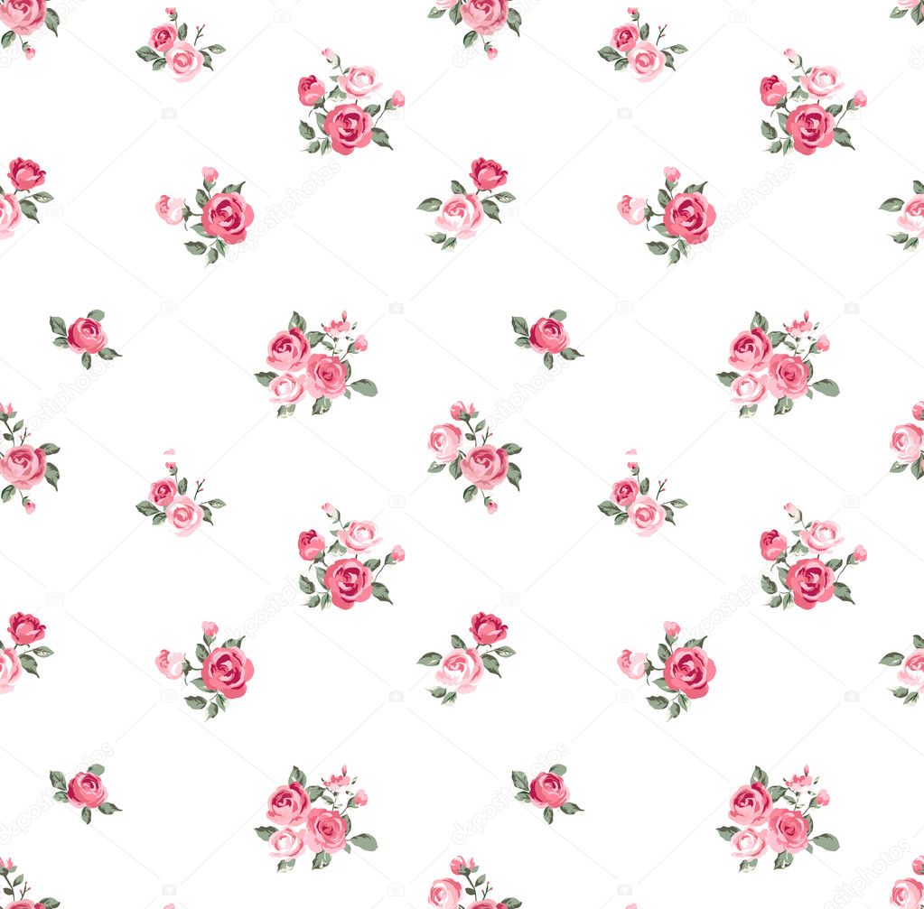 Cute rose seamless vector pattern background
