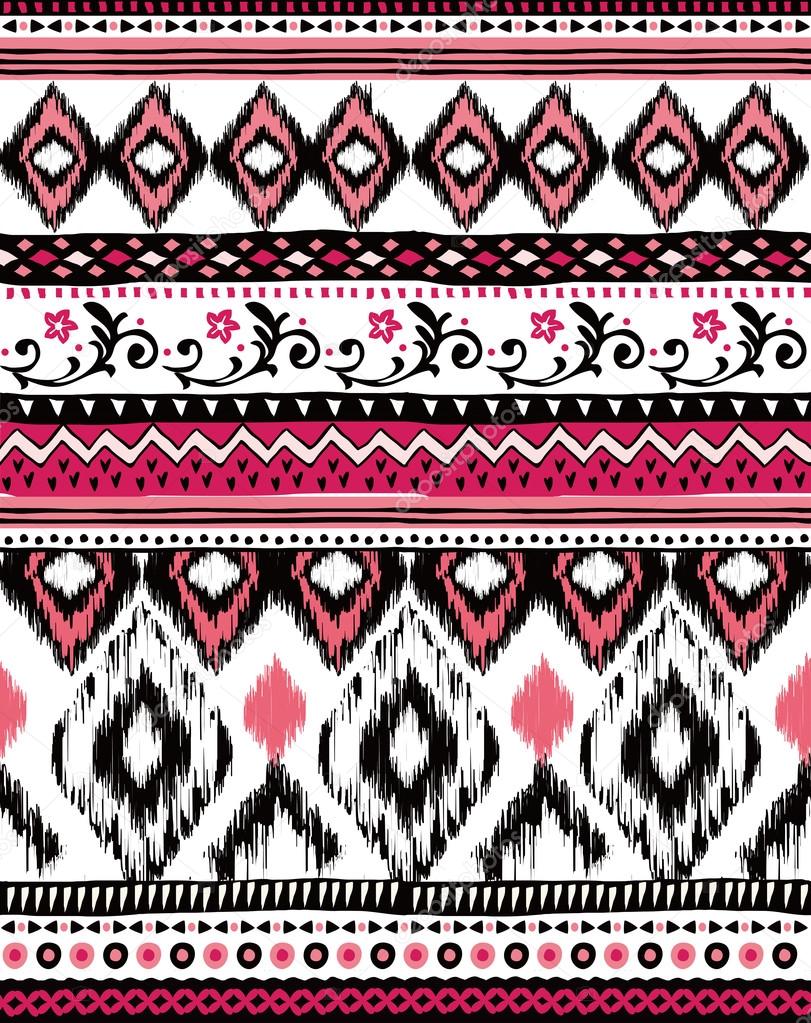 Seamless tribal ethnic print vector pattern grunge background