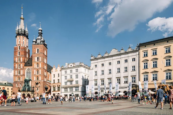 Krakkó Lengyelország Augusztus 2021 Old Cathedral Church Main Market Square — Stock Fotó