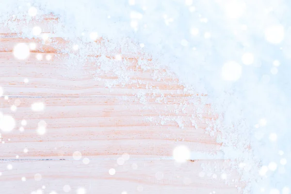Śnieg Stołowy Zimowe Drewniane Tło Tekstury Deska Świąteczna Starą Drewnianą — Zdjęcie stockowe