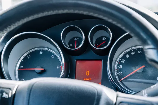 Fondo Velocidad Panel Del Tablero Instrumentos Del Coche Con Velocímetro — Foto de Stock