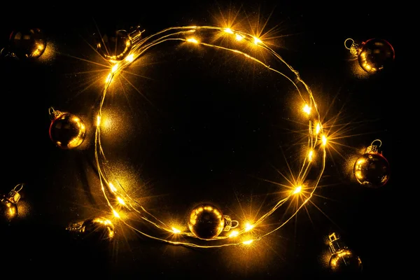 Гарланд Крістмас Xmas Party Ornament Decor Golden Light Garland Decororation — стокове фото