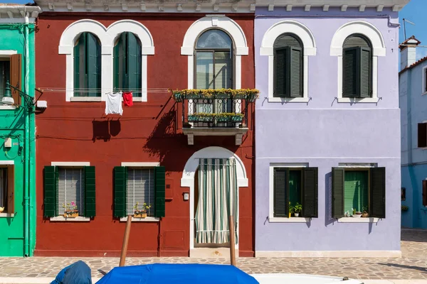 Burano Olaszország Venice Island Színes Utca Festék Épület Utazási Európa — Stock Fotó