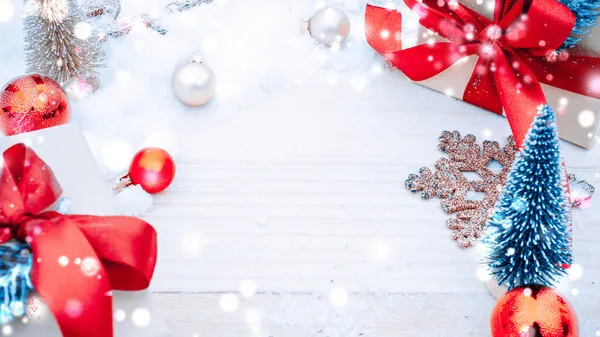Kerst Kader Winter Houten Decoratie Achtergrond Kerstbord Met Oude Rustieke — Stockfoto