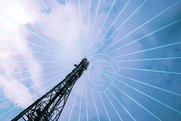 Rede Tecnologia Comunicação Celular Móvel Antena Torre Celular Telecomunicações Rádio — Fotografia de Stock