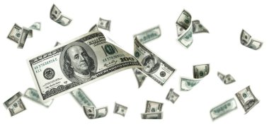 Para geçmişi. Amerika 'nın yüz doları. Nakit para düşüyor.