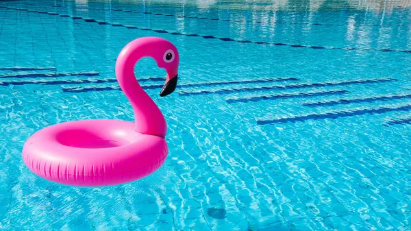 Иконка Фламинго Розовый Фламинго Воде Бассейна Летнего Пляжного Фона Минимальная — стоковое фото